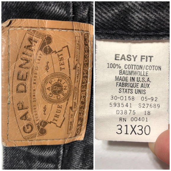 Gap Denim (31) VINTAGE 90s Black Easy Fit Floral Patch Studd Cut Off Jean Shorts - Picture 11 of 11